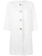 Ermanno Scervino Three-quarters Sleeve Coat, Women's, Size: 40, White, Cotton/polyester