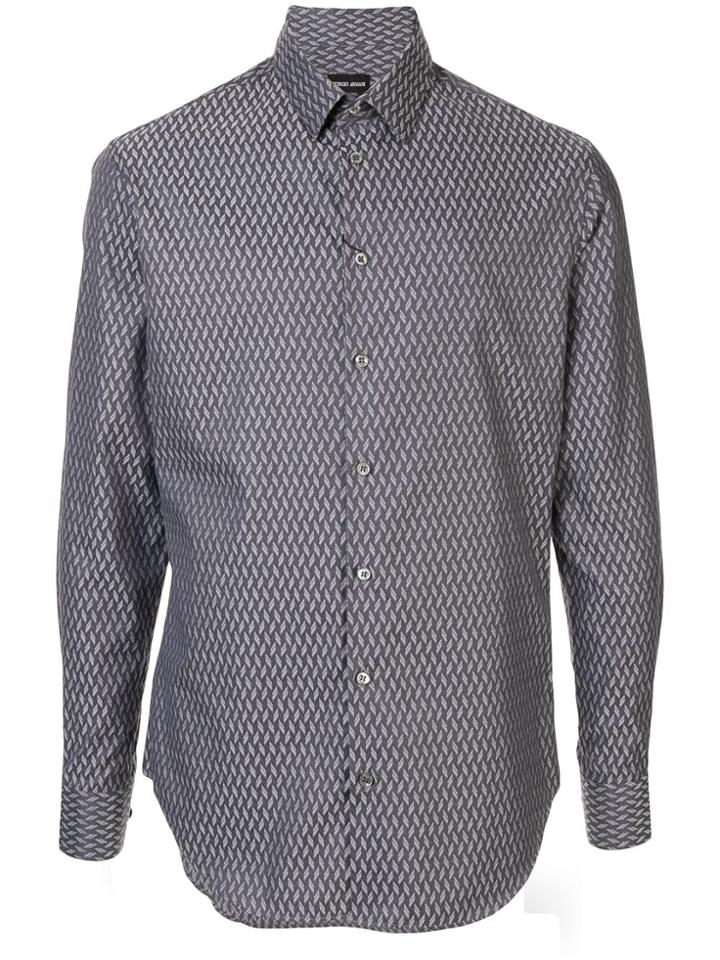 Giorgio Armani Chevron Print Shirt - Grey