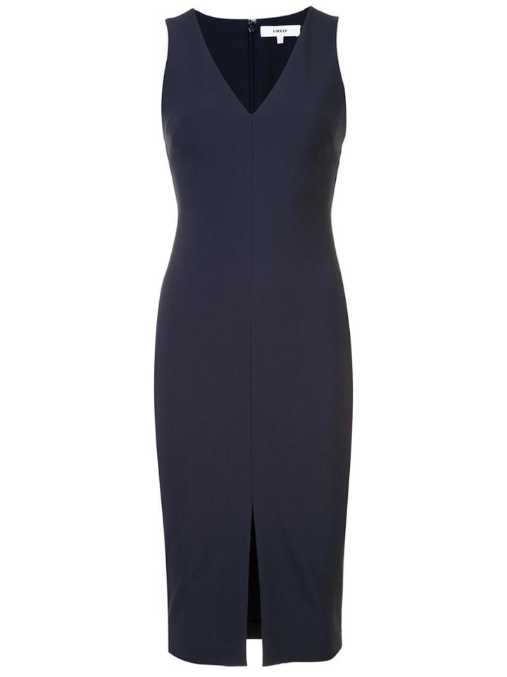 Likely V-neck Fitted Dress - Blue