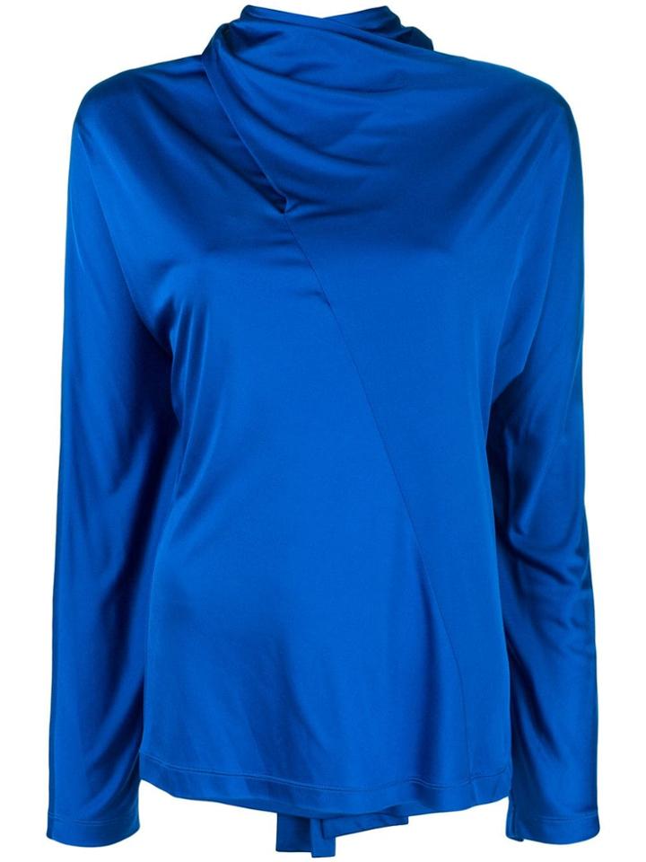 Cédric Charlier Tie-neck Jersey Blouse - Blue