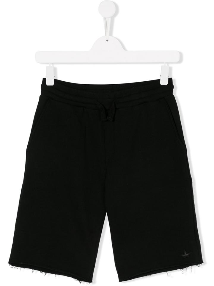 Macchia J Kids Frayed Running Shorts - Black