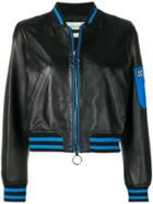 Off-white Leather Bomber Jacket - Black