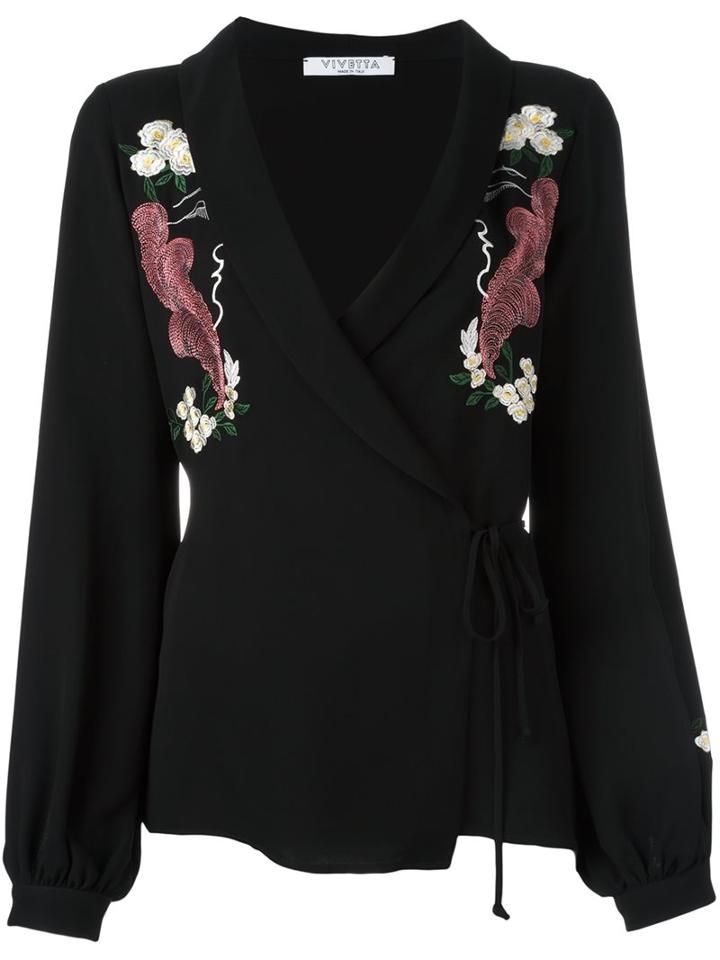 Vivetta Embroidered Blouse, Women's, Size: 38, Black, Viscose