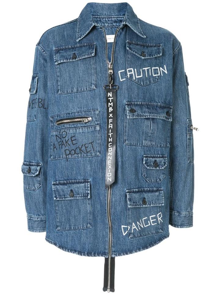 Faith Connexion Ntmb Graffiti Denim Jacket - Blue