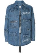 Faith Connexion Ntmb Graffiti Denim Jacket - Blue