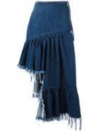 Marques'almeida - Asymmetric Denim Skirt - Women - Cotton - 6, Women's, Blue, Cotton