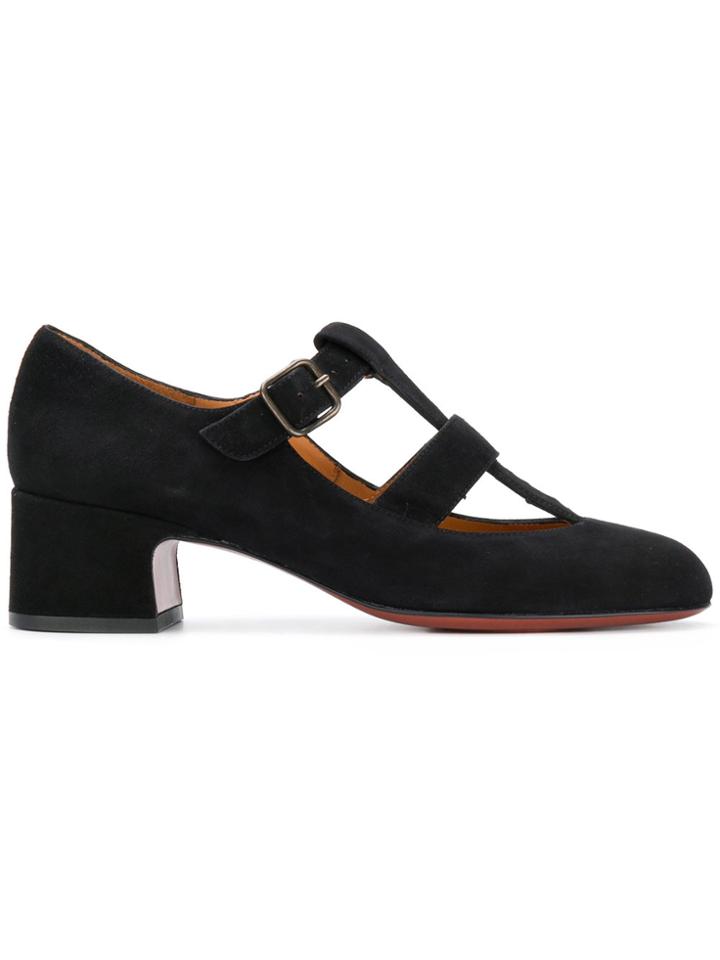 Chie Mihara T-bar Block Heel Loafers - Black