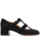 Chie Mihara T-bar Block Heel Loafers - Black
