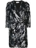 Tanya Taylor Embellished Wrap Mini Dress - Metallic