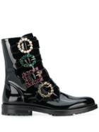 Dolce & Gabbana Brooch Buckle Boots - Black