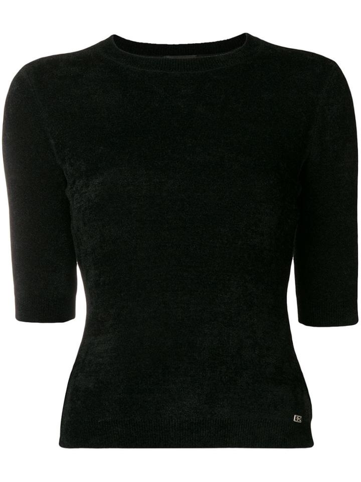 Elisabetta Franchi Woven Cropped Top - Black