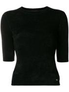 Elisabetta Franchi Woven Cropped Top - Black