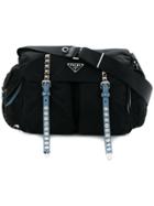 Prada Studded Strap Shoulder Bag - Black