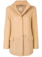 Fay Cable Knit Panelled Jacket - Brown