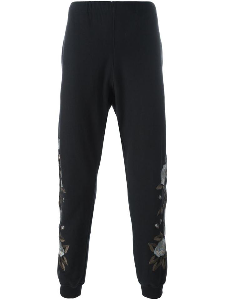 Alexander Mcqueen Rose Embroidery Track Pants