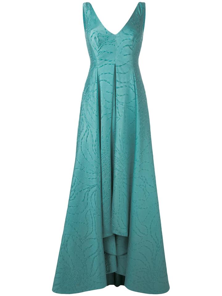 Talbot Runhof Pleated Skirt Evening Gown - Blue