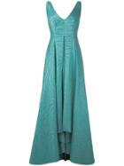 Talbot Runhof Pleated Skirt Evening Gown - Blue