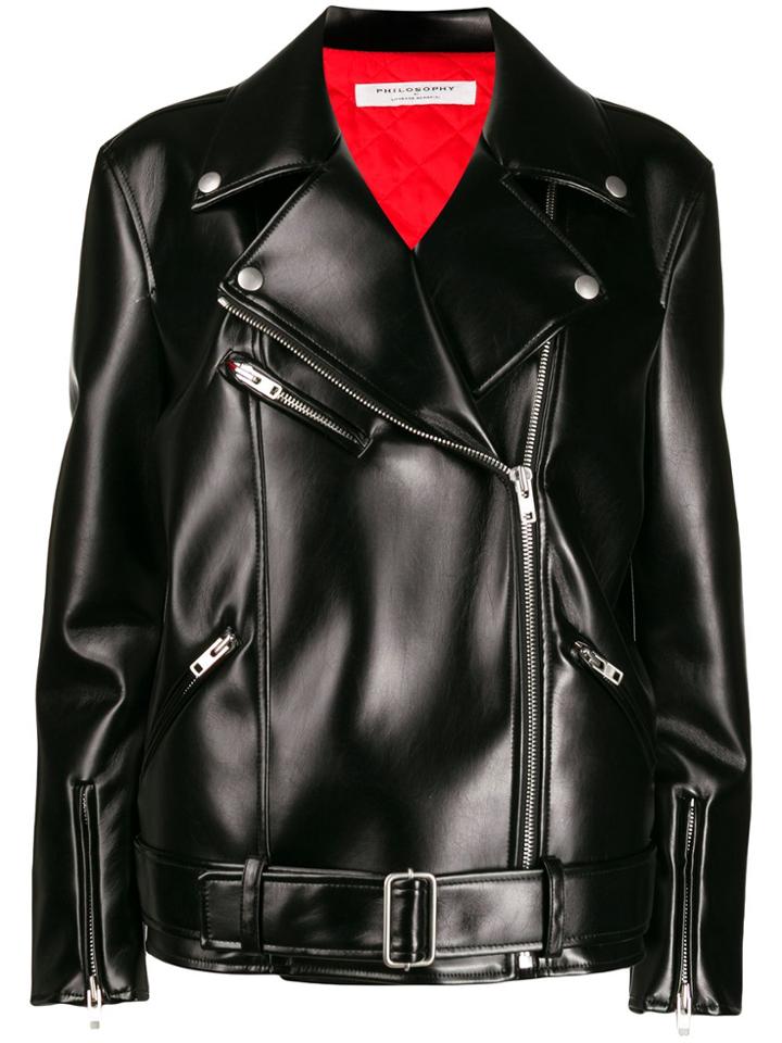 Philosophy Di Lorenzo Serafini Oversized Biker Jacket - Black