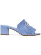 Tod's Fringed Block Heel Mules - Blue