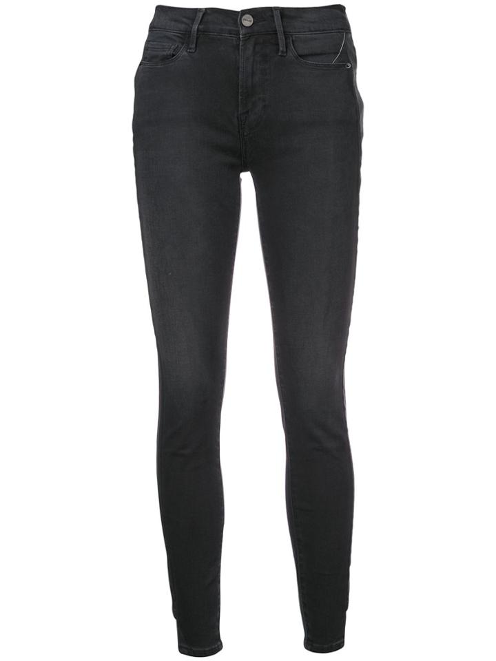 Frame Denim Side Stripe Skinny Jeans - Black