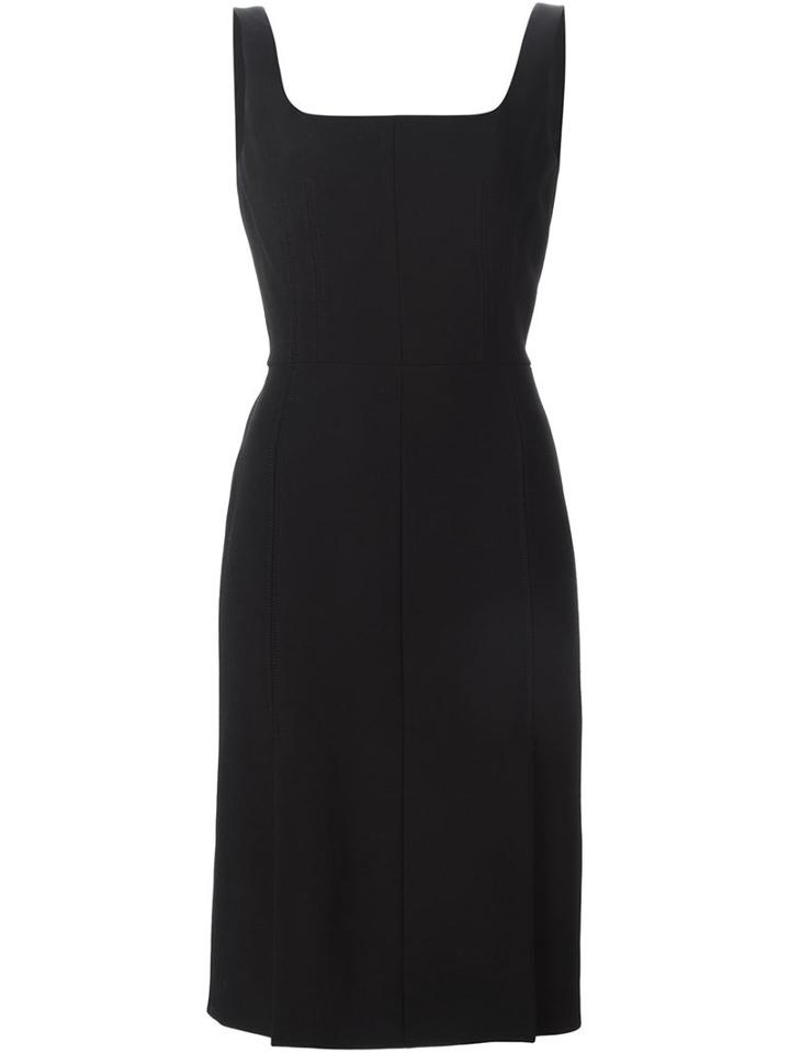 Alexander Mcqueen Square Neck Pencil Dress, Women's, Size: 38, Black, Spandex/elastane/cupro/viscose/wool