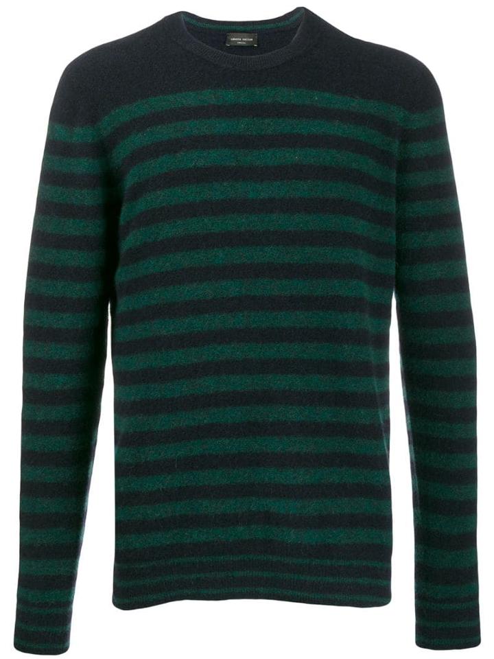Roberto Collina Striped Intarsia Jumper - Blue