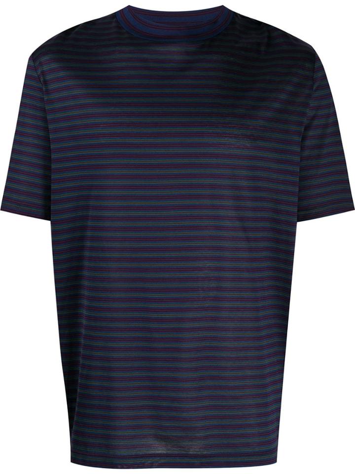 Lanvin Striped Short Sleeve T-shirt - Blue
