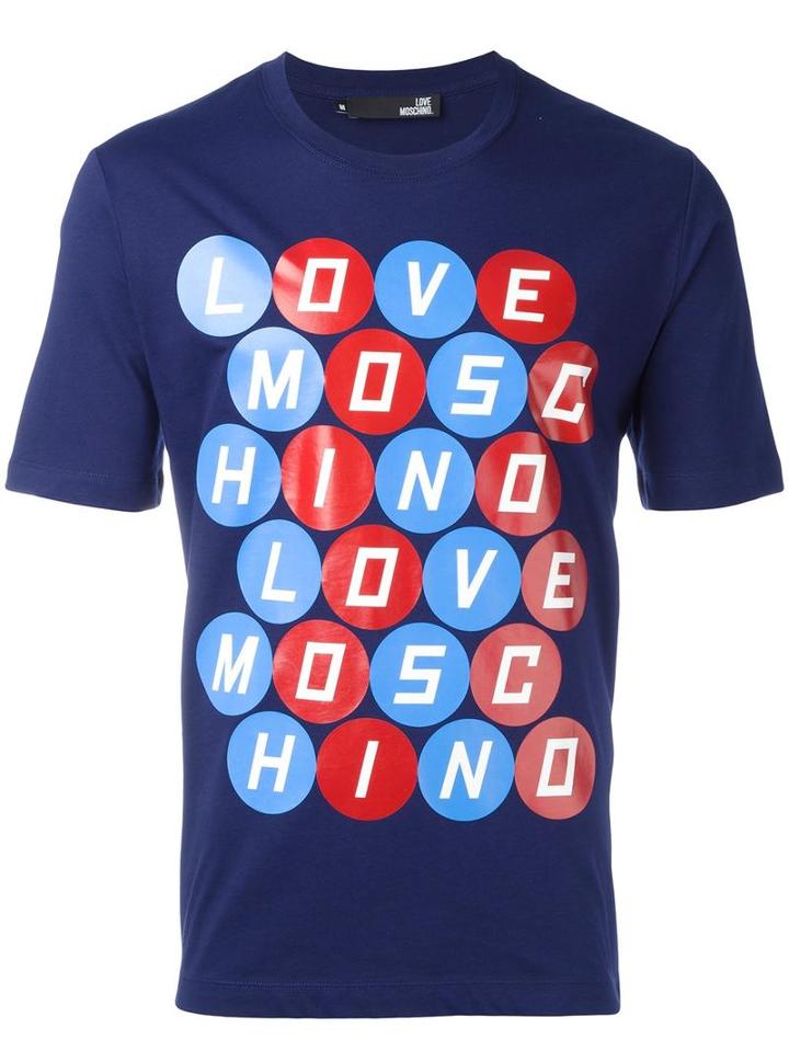 Love Moschino Logo Print T-shirt, Men's, Size: Xxl, Blue, Cotton