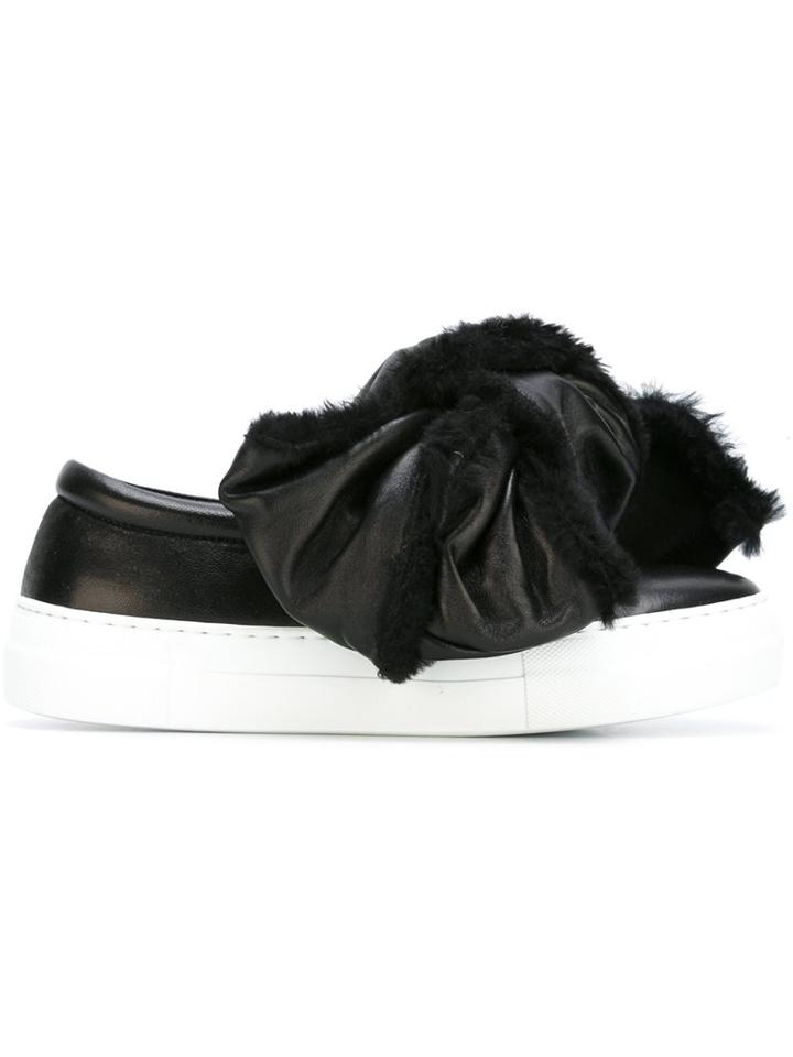 Joshua Sanders Oversized Shearling Bow Sneakers