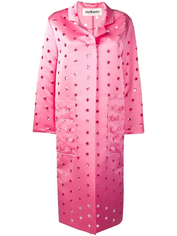 Caban Romantic Cut Out Stars Coat - Pink