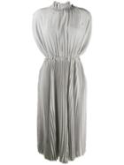 Fendi Toggle Detailed Pleated Dress - Grey