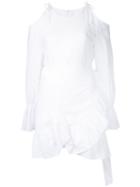Goen.j Cold Shoulder Sheer Dress, Women's, Size: Small, White, Cotton/bemberg
