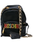Moschino - Logo Plaque Cross Body Bag - Women - Leather/metal - One Size, Black, Leather/metal