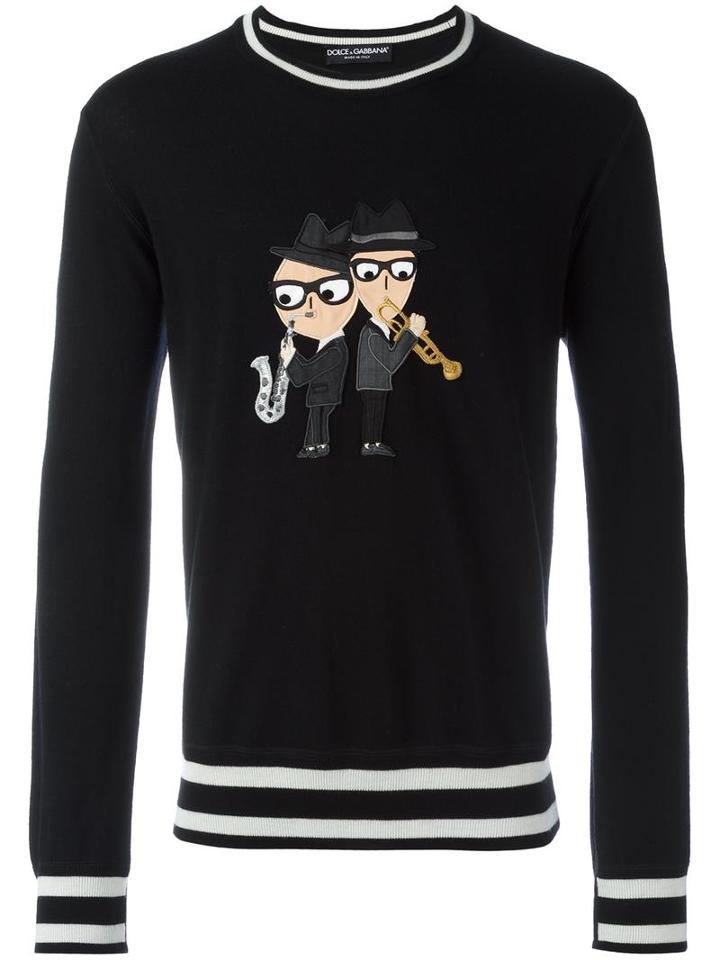 Dolce & Gabbana Designer's Patch Jumper, Men's, Size: 50, Black, Virgin Wool
