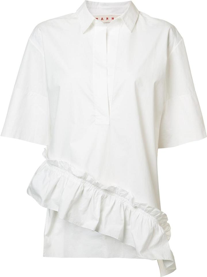 Marni Asymmetric Ruffle Shirt - White