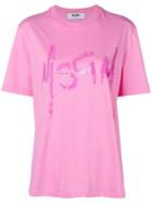 Msgm Embellished Logo T-shirt - Pink
