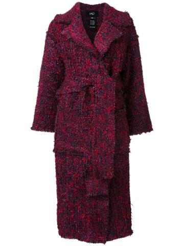 Lalo Belted Tweed Coat - Red