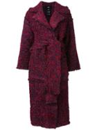 Lalo Belted Tweed Coat - Red