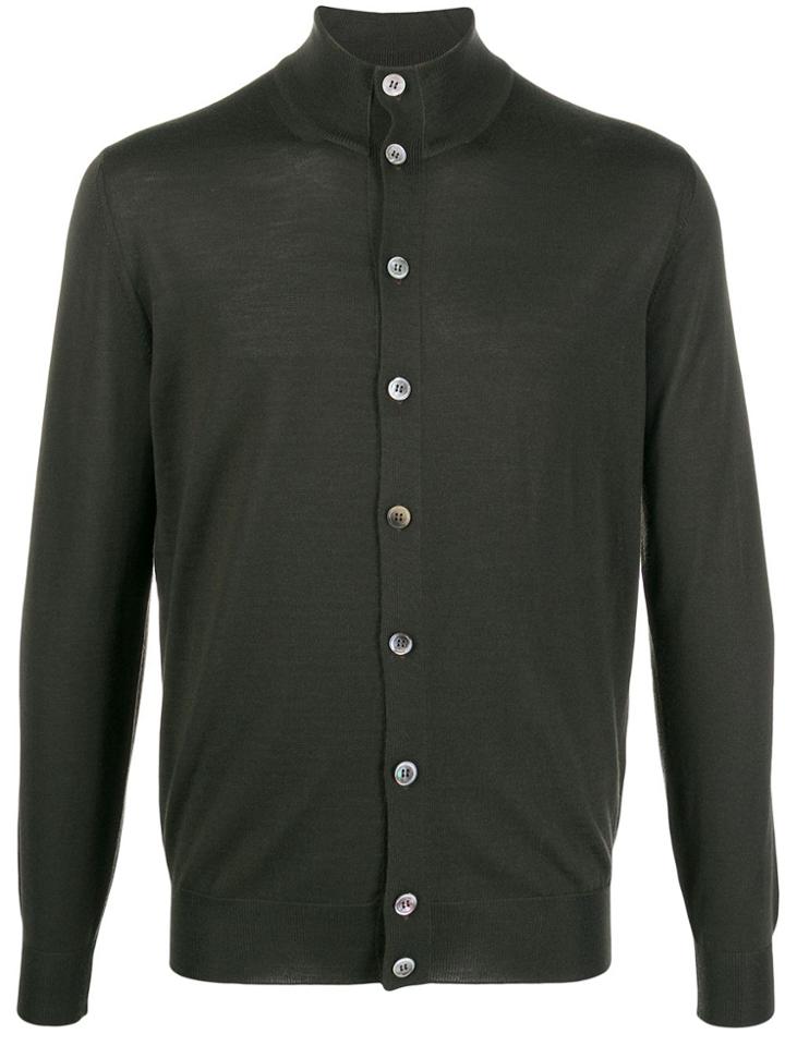 Dell'oglio Funnel Neck Knit Cardigan - Green
