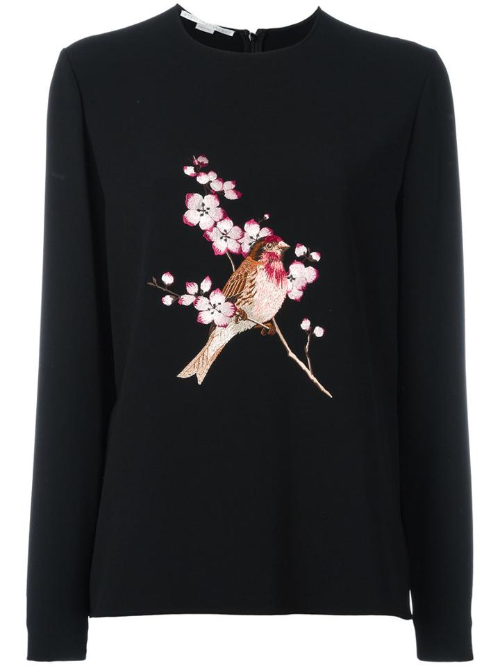 Stella Mccartney - Bird Embroidered Sweatshirt - Women - Spandex/elastane/acetate/viscose - 40, Women's, Black, Spandex/elastane/acetate/viscose