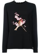 Stella Mccartney - Bird Embroidered Sweatshirt - Women - Spandex/elastane/acetate/viscose - 40, Women's, Black, Spandex/elastane/acetate/viscose