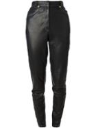 Versace Vintage Leather Trousers, Women's, Size: 38, Black