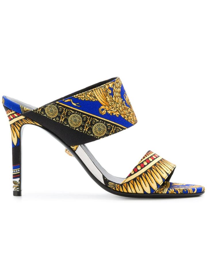 Versace Baroque Print Mules - Blue