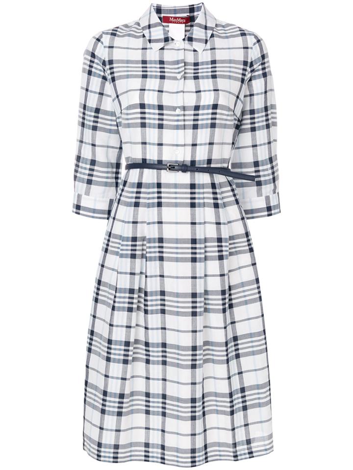 Max Mara Studio Plaid Shirt Dress - Blue
