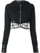 Philipp Plein Cropped Hoodie, Women's, Size: Xs, Black, Cotton/viscose/polyester