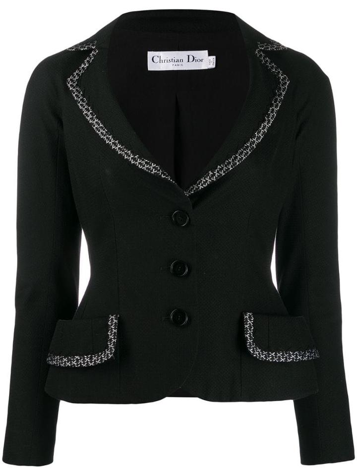 Christian Dior Pre-owned Bow Embroidered Trim Tailored Jacket - Black