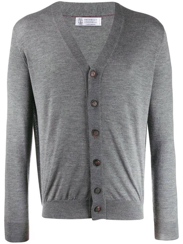 Brunello Cucinelli Classic Fitted Cardigan - Grey
