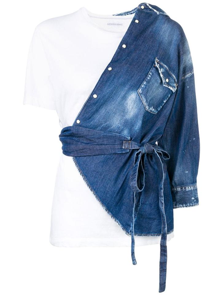 Dsquared2 Asymmetrical Deconstructed Denim Shirt - Blue