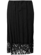 Mm6 Maison Margiela Lace-trim Skirt, Women's, Size: 40, Black, Polyamide