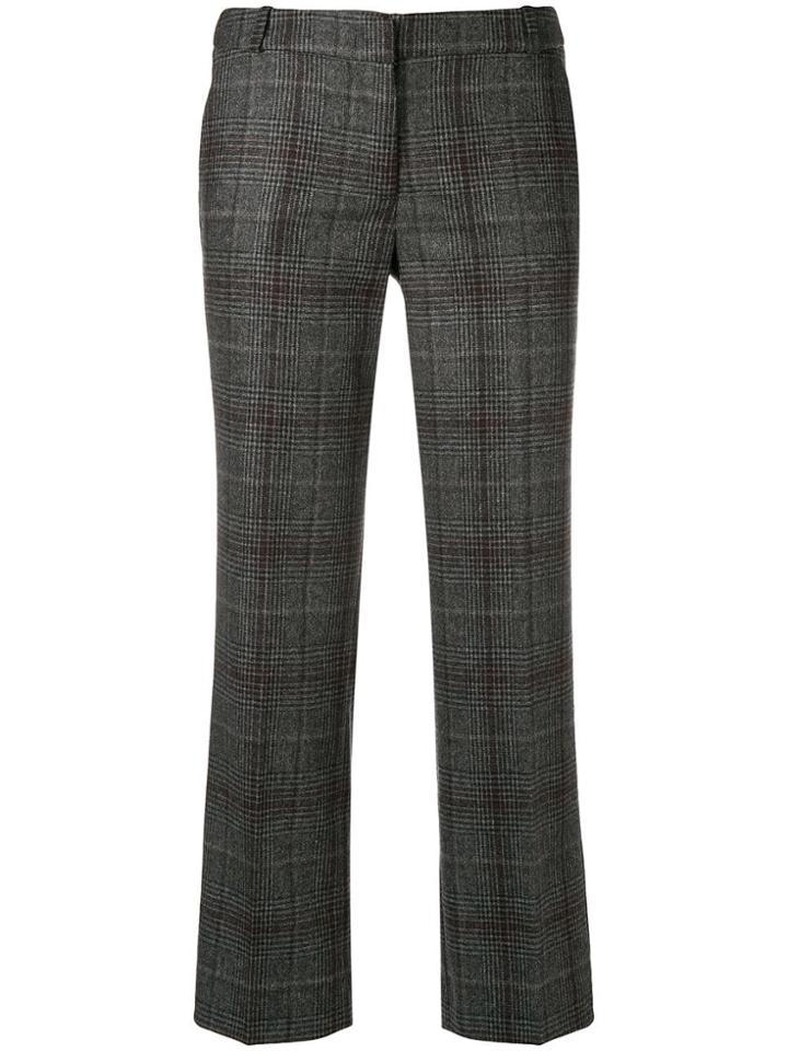 Kiltie Cropped Plaid Trousers - Grey